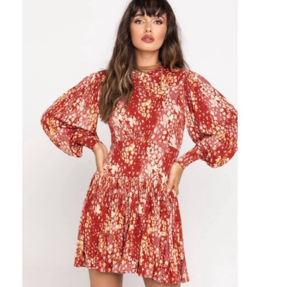 Free People Womens Heartbeat Dress Relaxed Rust Red size M